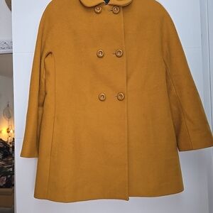 Zara Women's Yellow Double-Breasted Pea Coat